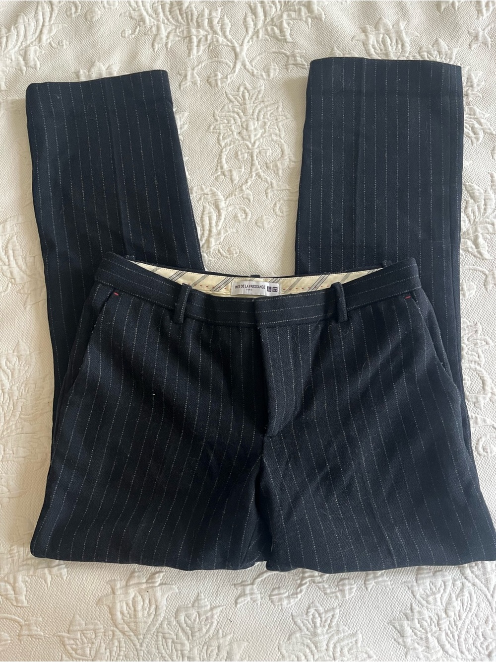 INES DE LA FRESSANGE PARIS x Uniqlo Navy Pinstripe Wool Pants Size 4